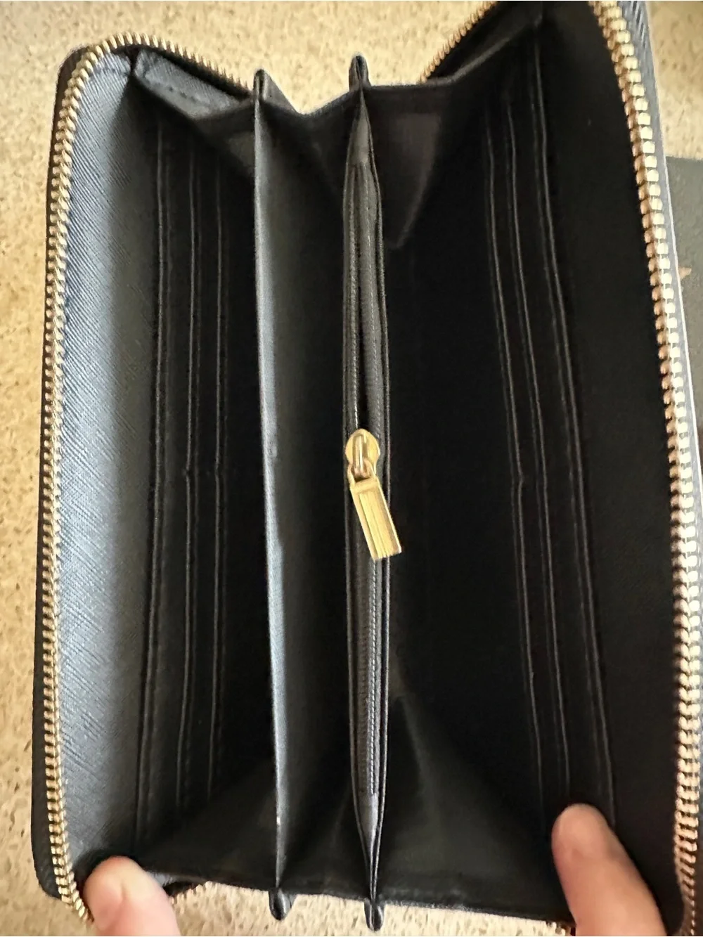Beige Check Zip Wallet never used!
